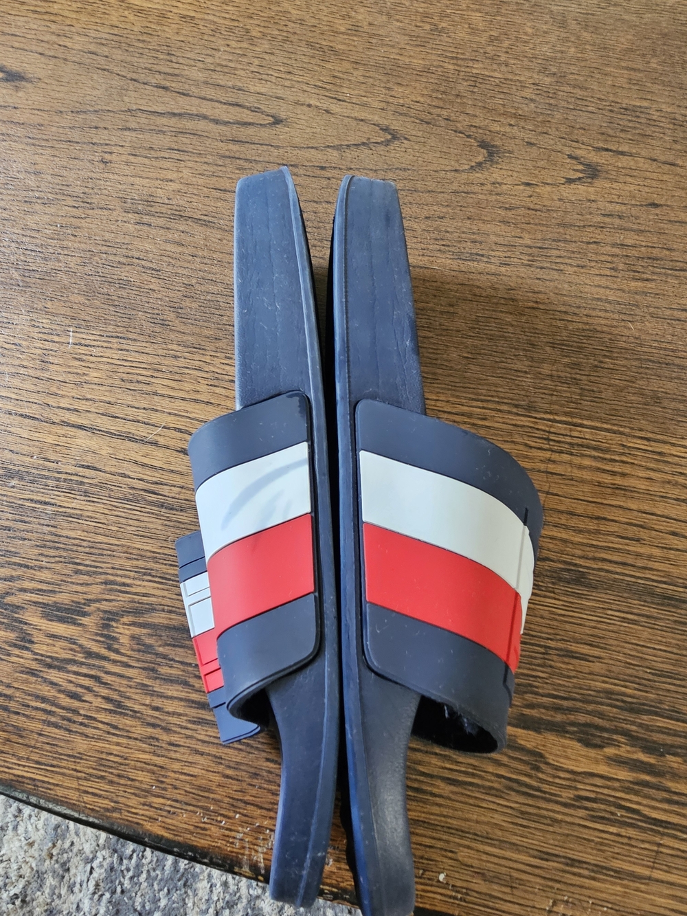 Tommy Hilfiger Blue Slide Sandals with Red & White Stripe Size Womens 9 - Picture 4 of 7